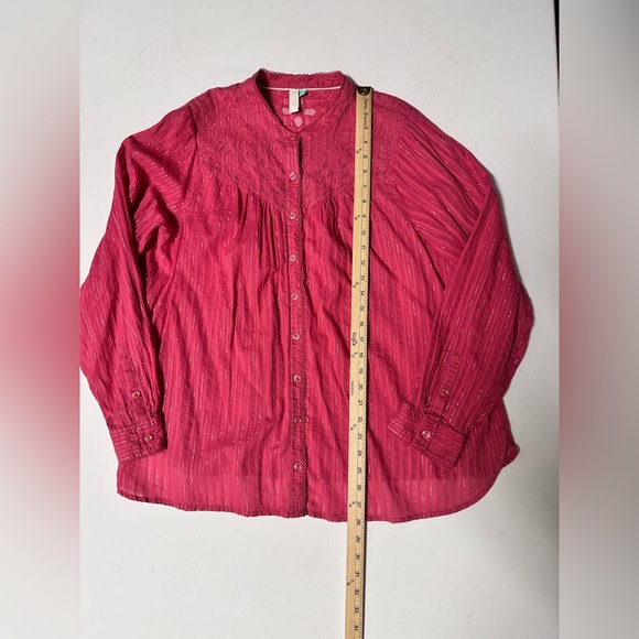 PILCRO ANTHROPOLOGIE The Victoria Lace Button Down in Pink Size 18W Boho Beach - Picture 14 of 15